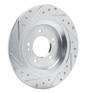 Hyundai Tucson Brake Rotor (1) - Rear Right - R1 Concepts - Drilled & Slotted - Silver - `21-`25